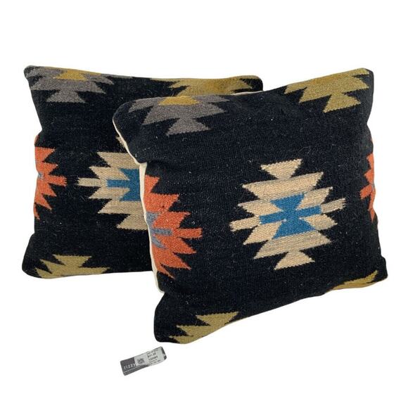 Rizzy Home Woven Wool Aztec Southwest Multicolor Decorative Throw Pillow 20X20" - Picture 7 of 8
